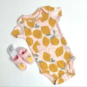 JUST ONE YOU x Carter’s lemons pink onesie and booties set, 6 months